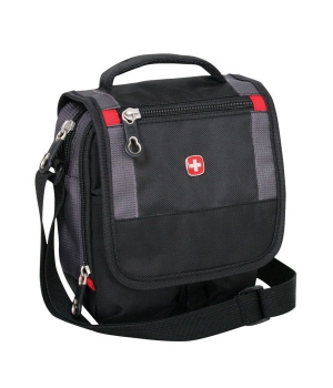 Черная дорожная сумка для документов *WENGER* «MINI BOARDING BAG»,  дорожная, для документов,  цв. черный/серый, 16х18х19 см